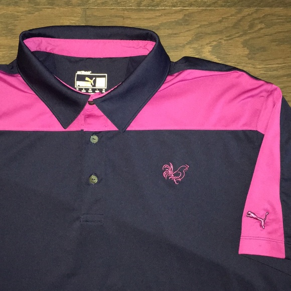 Puma Shirts Puma Golf Blue Purple Stretch Big Cock Fierce Chicken Polo Dry Cell Shirt Xl